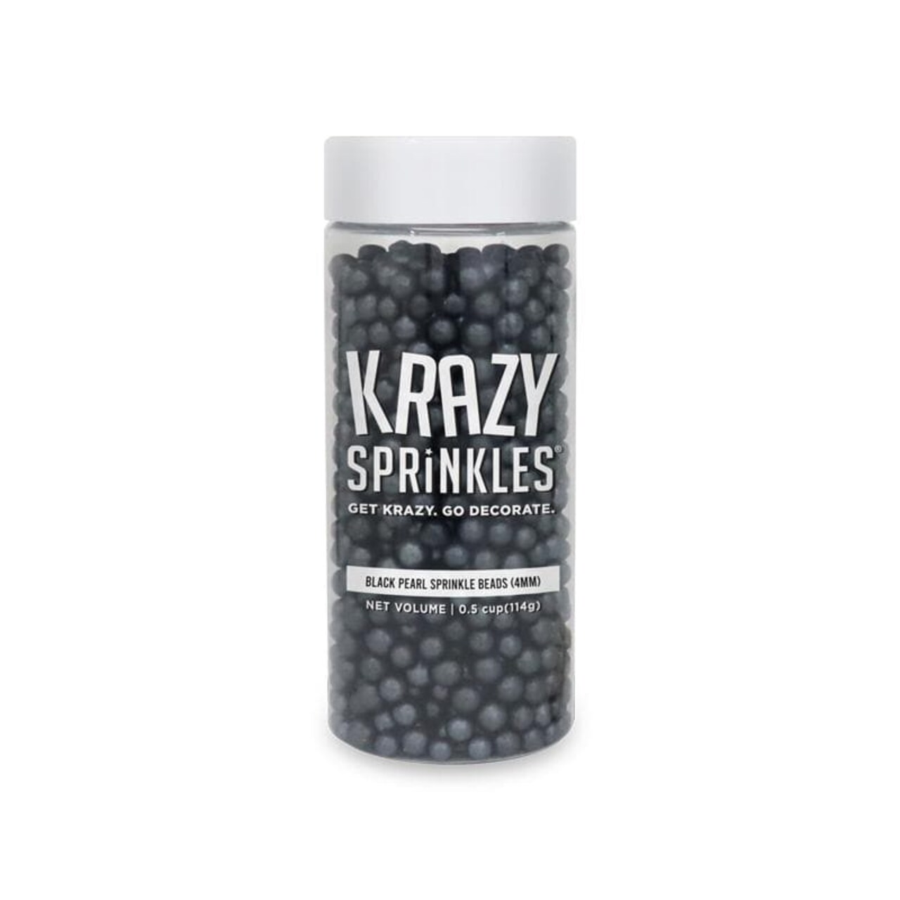 Krazy Sprinkles - Black Pearl 4mm Beads (1/2 Cup, 1x Jar) for Cakes, Ice Cream & Cookies